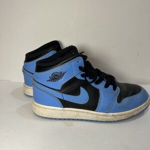Nike Air‎ Jordan 1 Retro Mid University Blue Black White GS DQ8423-401/ Size 4Y